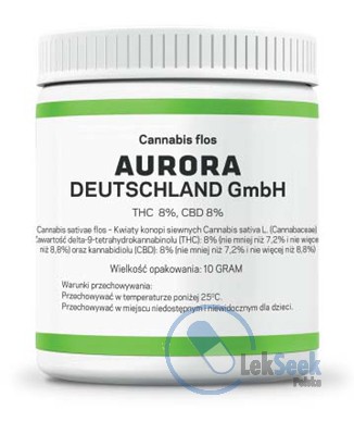 Opakowanie Cannabis flos AURORA DEUTSCHLAND GmbH THC 8%, CBD 8%